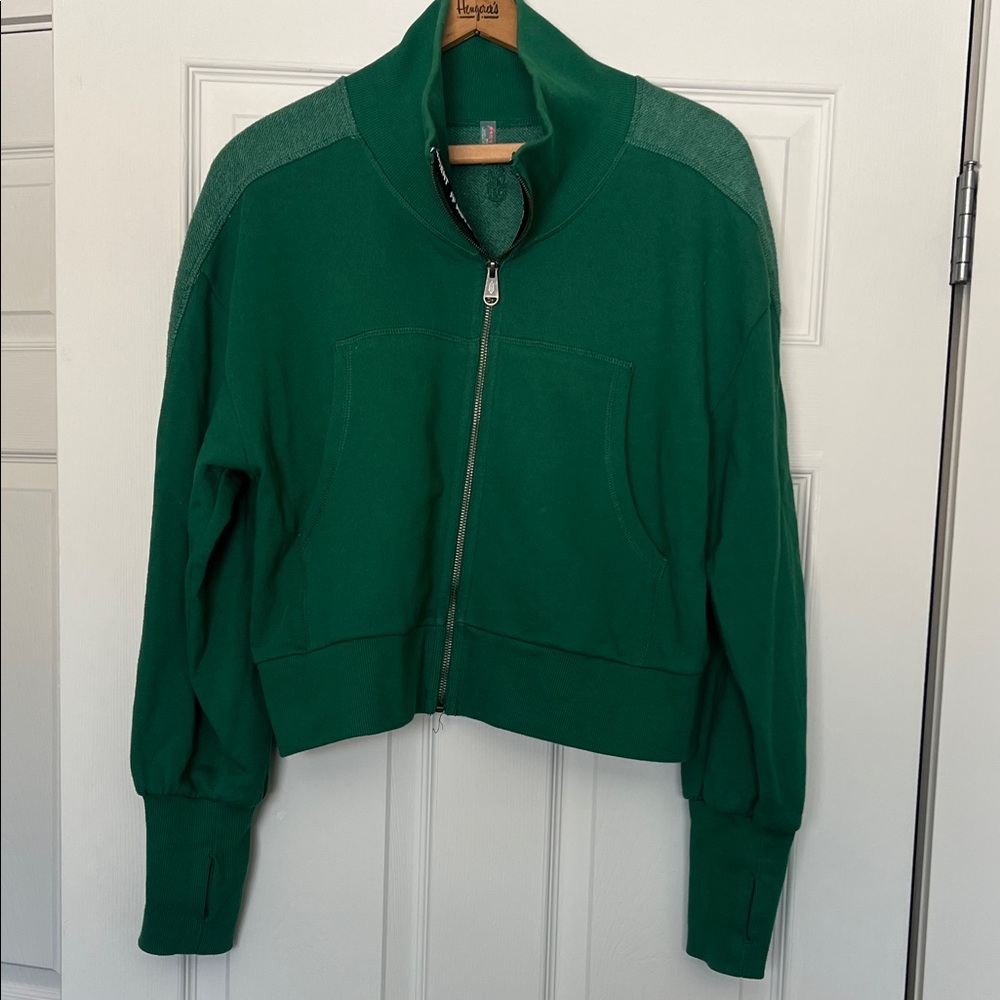 Free People Movement High Jump Zip Up Sweatshirt Green Extra small